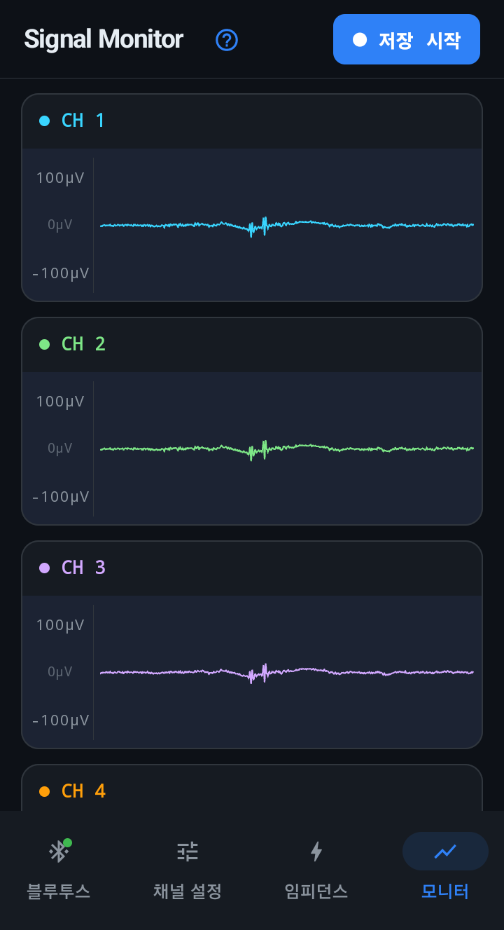 실시간 EEG 모니터링 화면 — 채널별 파형